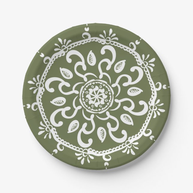 Assiettes En Carton Moss Mandala (Devant)