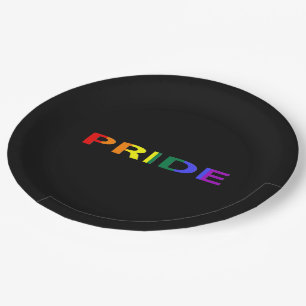 Assiettes En Carton Mot Pride couleur arc-en-ciel