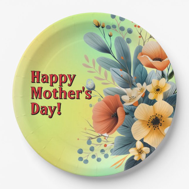 Assiettes En Carton Mother's Day Boho Flowers Clipart-61983 Keychain (Devant)