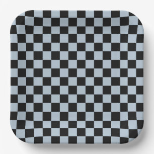 Assiettes En Carton Motif à carreaux de glace noire