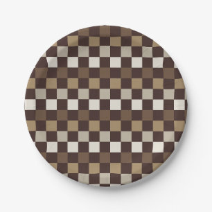 Assiettes En Carton Motif à carreaux de minéraux terreux