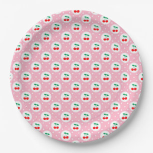 Assiettes En Carton Motif à points de cerise – Cadeau et décoration de