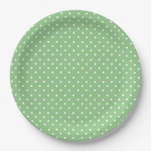 Assiettes En Carton Motif à points Polka vert