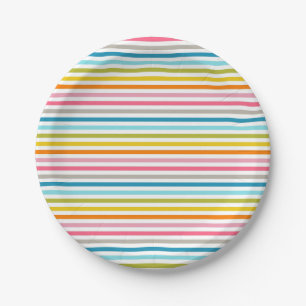 Assiettes En Carton Motif à rayures colorées