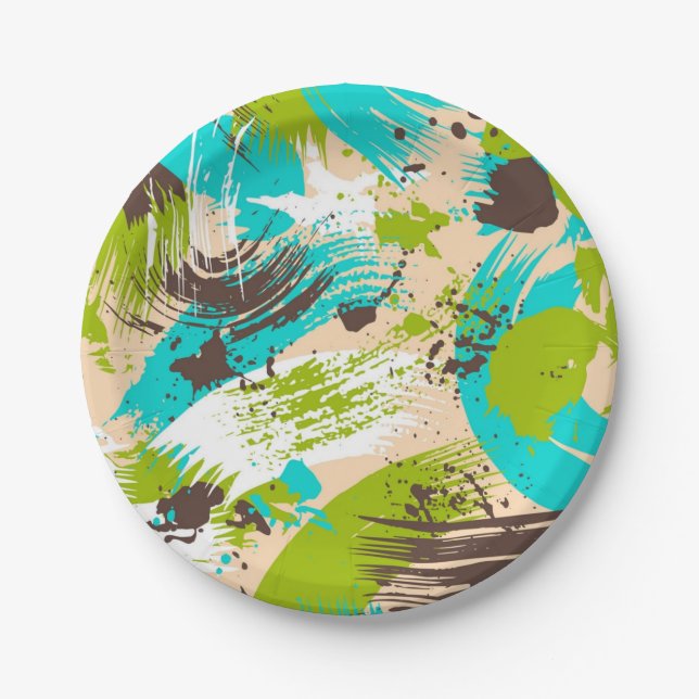 Assiettes En Carton Motif abstrait (Devant)
