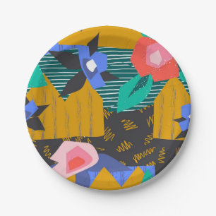 Assiettes En Carton Motif abstrait