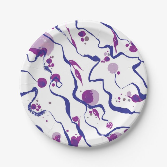 Assiettes En Carton Motif abstrait (Devant)