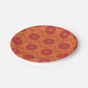 Assiettes En Carton Motif abstrait avec fleur rouge