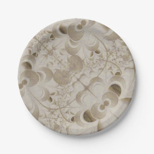 Assiettes En Carton motif Abstrait beige