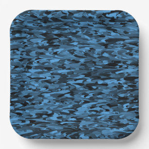 Assiettes En Carton Motif Abstrait Bleu Noir