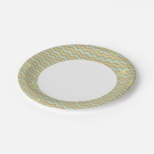Assiettes En Carton motif abstrait coloré, vagues
