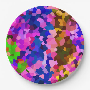 Assiettes En Carton Motif abstrait cristallin iridescent