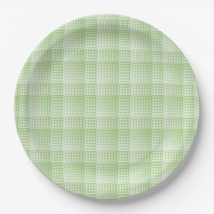 Assiettes En Carton Motif abstrait damier vert blanc
