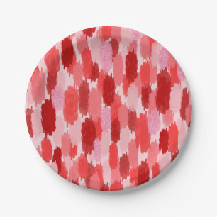 Assiettes En Carton Motif Abstrait de brosses rose rouge