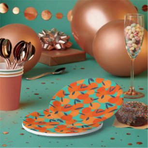 Assiettes En Carton Motif Abstrait de fruits orange