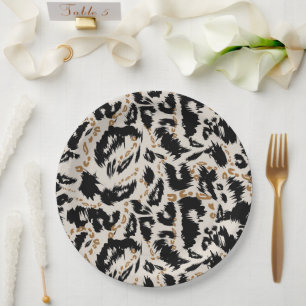 Assiettes En Carton Motif abstrait de léopard bohème africain