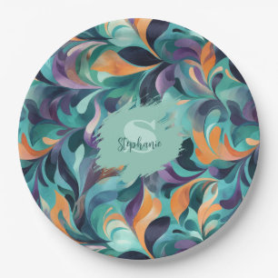 Assiettes En Carton Motif Abstrait et dynamique inspiré par Paisley