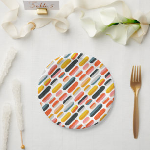 Assiettes En Carton Motif abstrait géométrique rétro du milieu du sièc
