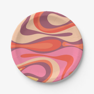 Assiettes En Carton Motif abstrait moderne rétro trippsy Mod Thang