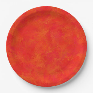 Assiettes En Carton Motif abstrait orange rouge