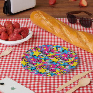 Assiettes En Carton Motif Abstrait Pop Comic Funky Rétro