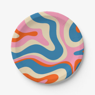 Assiettes En Carton Motif Abstrait Retro Liquid Swirl