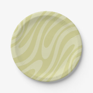 Assiettes En Carton Motif Abstrait rétro Loops à Linden Green