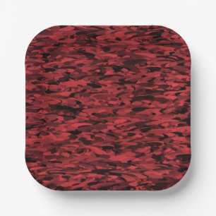 Assiettes En Carton Motif Abstrait Rouge Noir