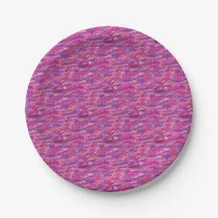 Assiettes En Carton Motif Abstrait violet et rose