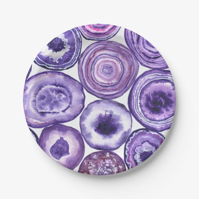 Assiettes En Carton Motif agate violet (Devant)