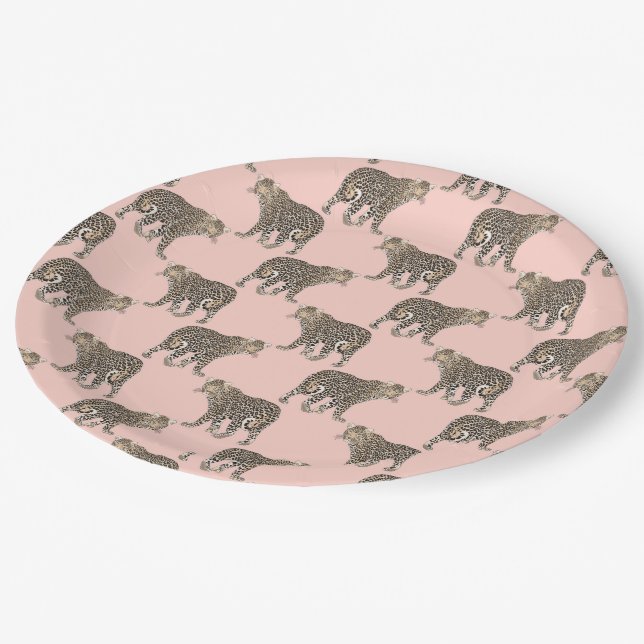 Assiettes En Carton Motif animal chic et branché Leopard (Angle)