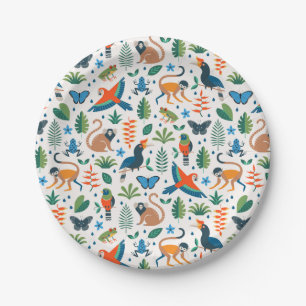 Assiettes En Carton Motif animal de la forêt tropicale