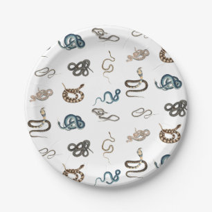 Assiettes En Carton Motif animal reptile de serpents colorés
