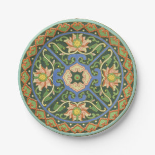Assiettes En Carton Motif antique cloisonné chinois : Vert Jade