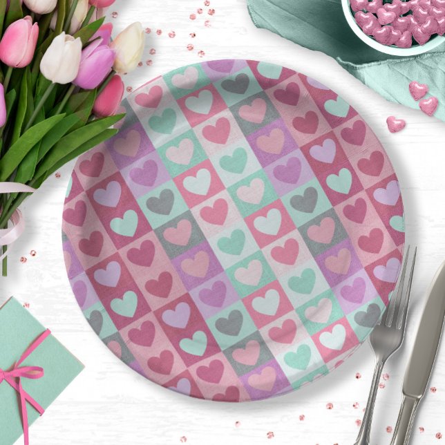 Assiettes En Carton Motif Aqua/Pink ID629 (Créateur téléchargé)