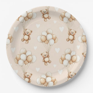 Assiettes En Carton Motif aquarelle neutre de ballon en forme d'ours e