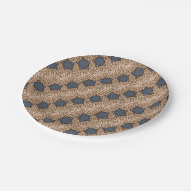 Assiettes En Carton Motif Arrière - plan Blue Christmas Star Wicker (Angle)