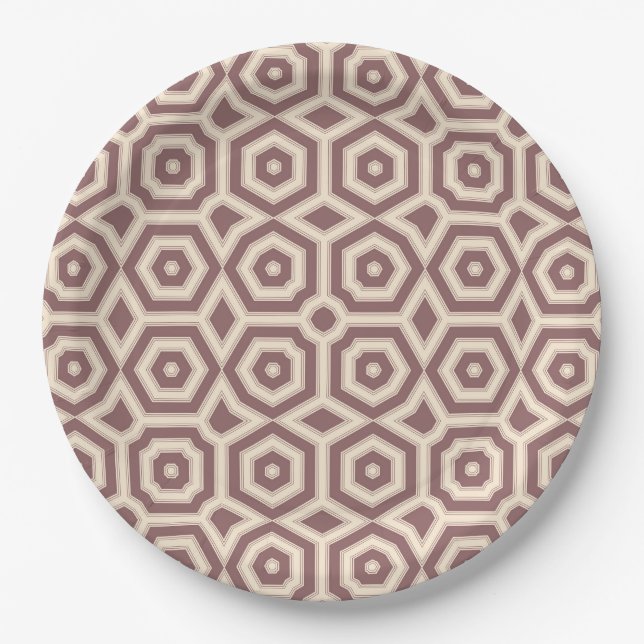 Assiettes En Carton motif art déco beige marron (Devant)