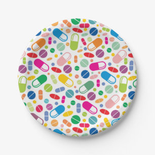 Assiettes En Carton Motif au néon coloré de drogue