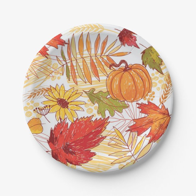 Assiettes En Carton Motif automne (Devant)