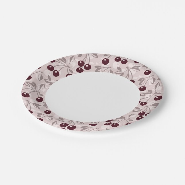 Assiettes En Carton Motif aux cerises 2 (Angle)