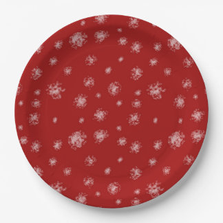 Assiettes En Carton Motif aux flocons de neige blancs