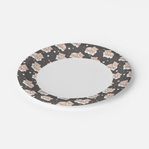 Assiettes En Carton motif avec petit ours couchant