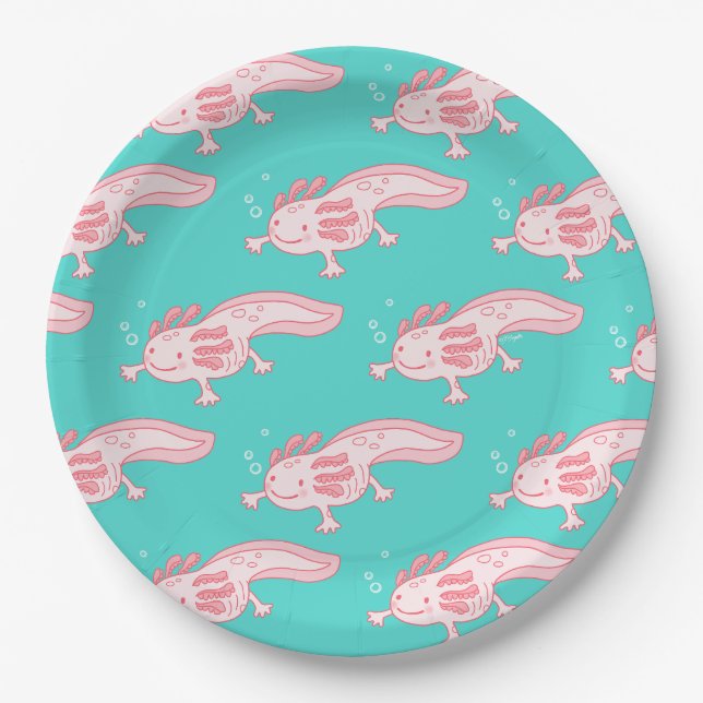 Assiettes En Carton Motif Axolotl rose (Devant)