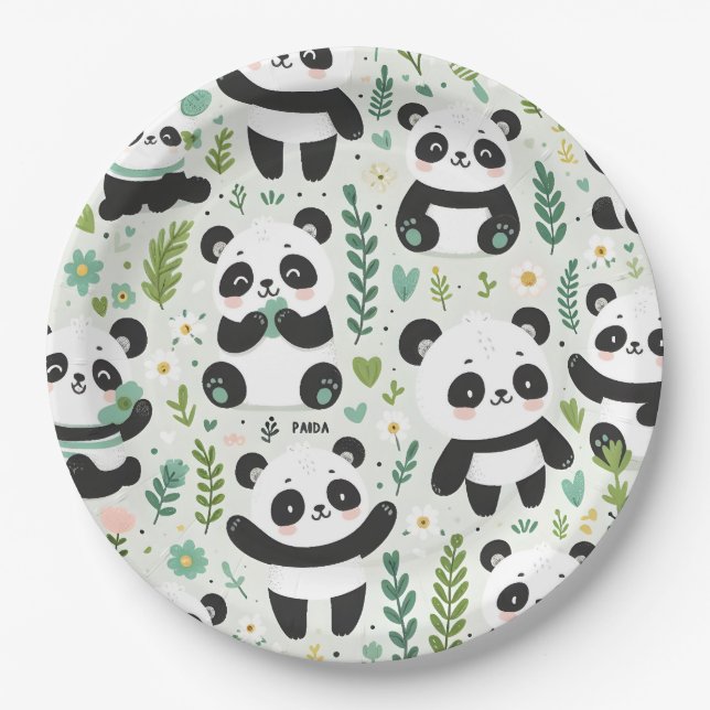 Assiettes En Carton Motif Baby Panda (Devant)