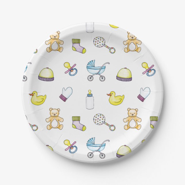 Assiettes En Carton Motif baby shower (Devant)