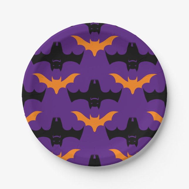 Assiettes En Carton Motif Bat Halloween (Devant)