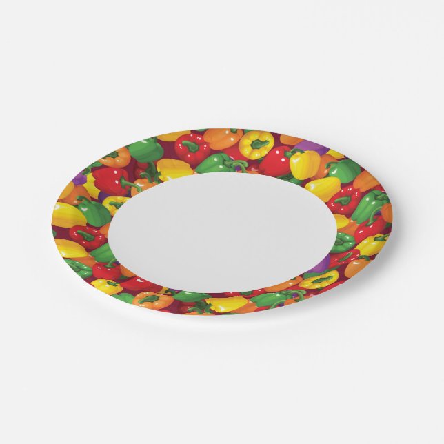 Assiettes En Carton Motif Bell Pepper (Angle)