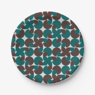 Assiettes En Carton Motif biologique turquoise et Brown