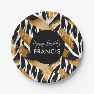 Assiettes En Carton Motif Black and Gold de Safari Animaux